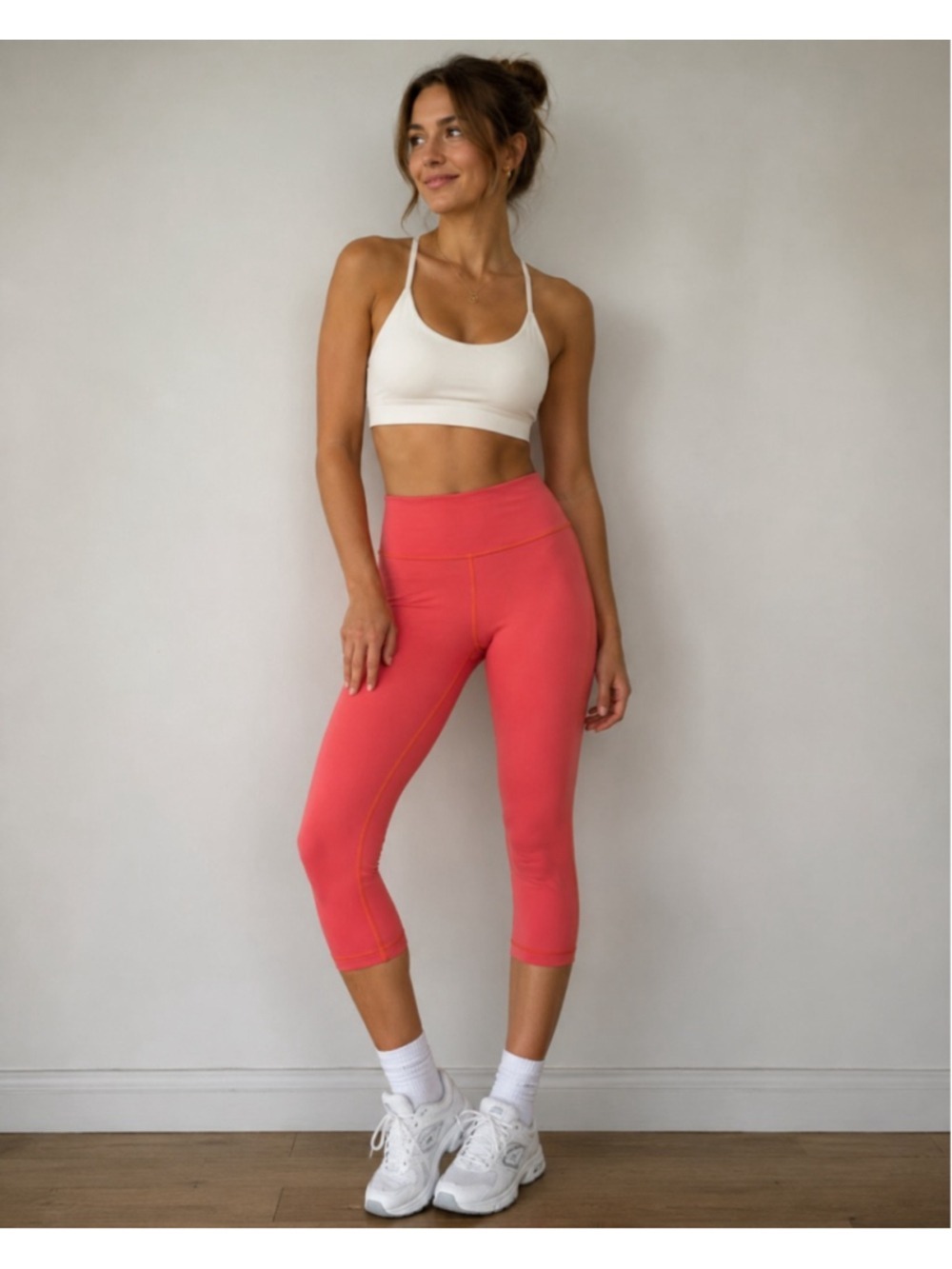 Lululemon Women’s Crop Leggings Size 6 Pink Coral High Rise Athletic Yoga Ca